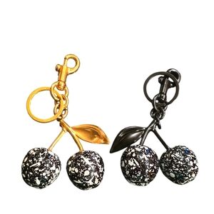 Black and White Marble Cherry Purse Charm